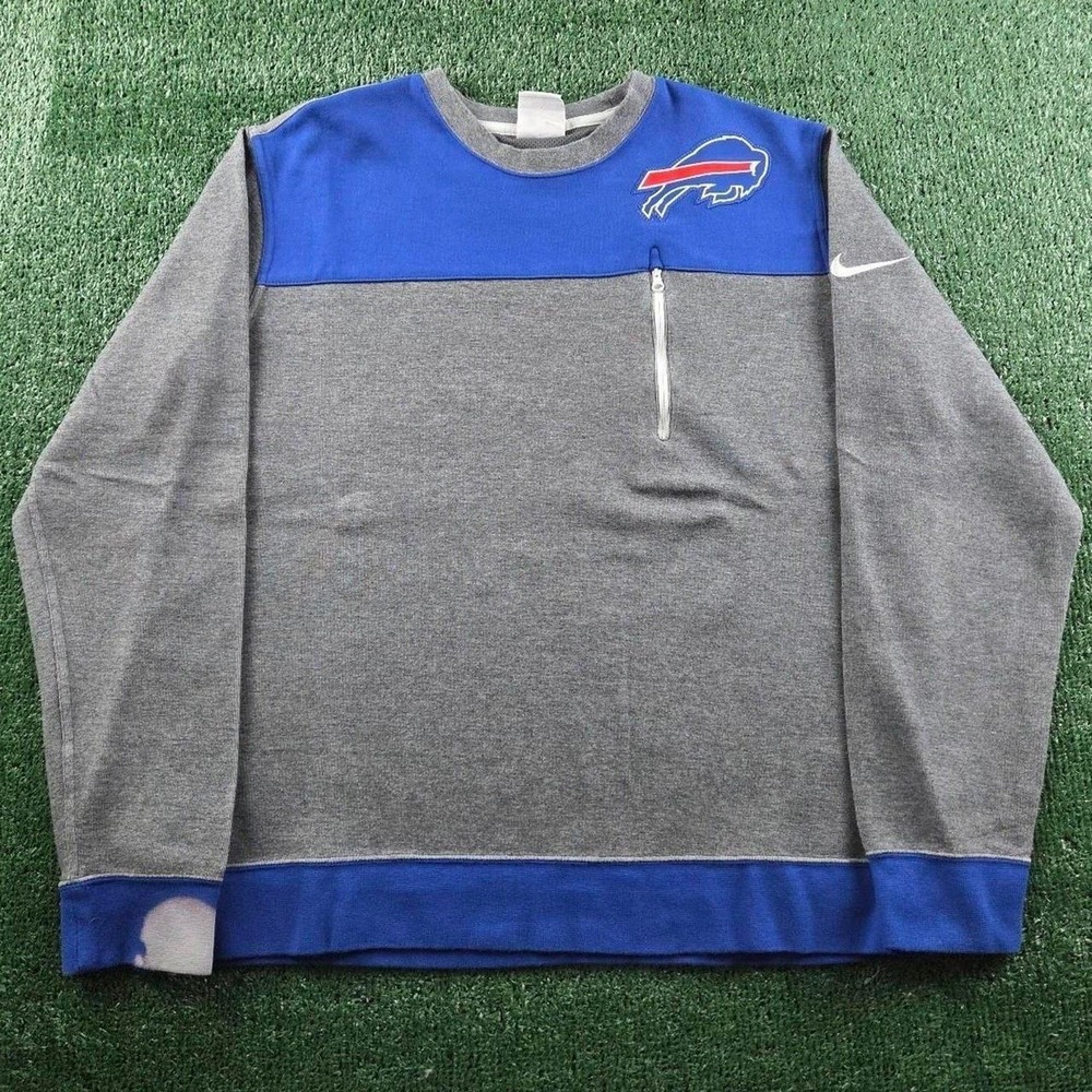 Nike NFL Buffalo Bills Mens XL Crewneck Sweatshirt Colorblock Zip Pocket